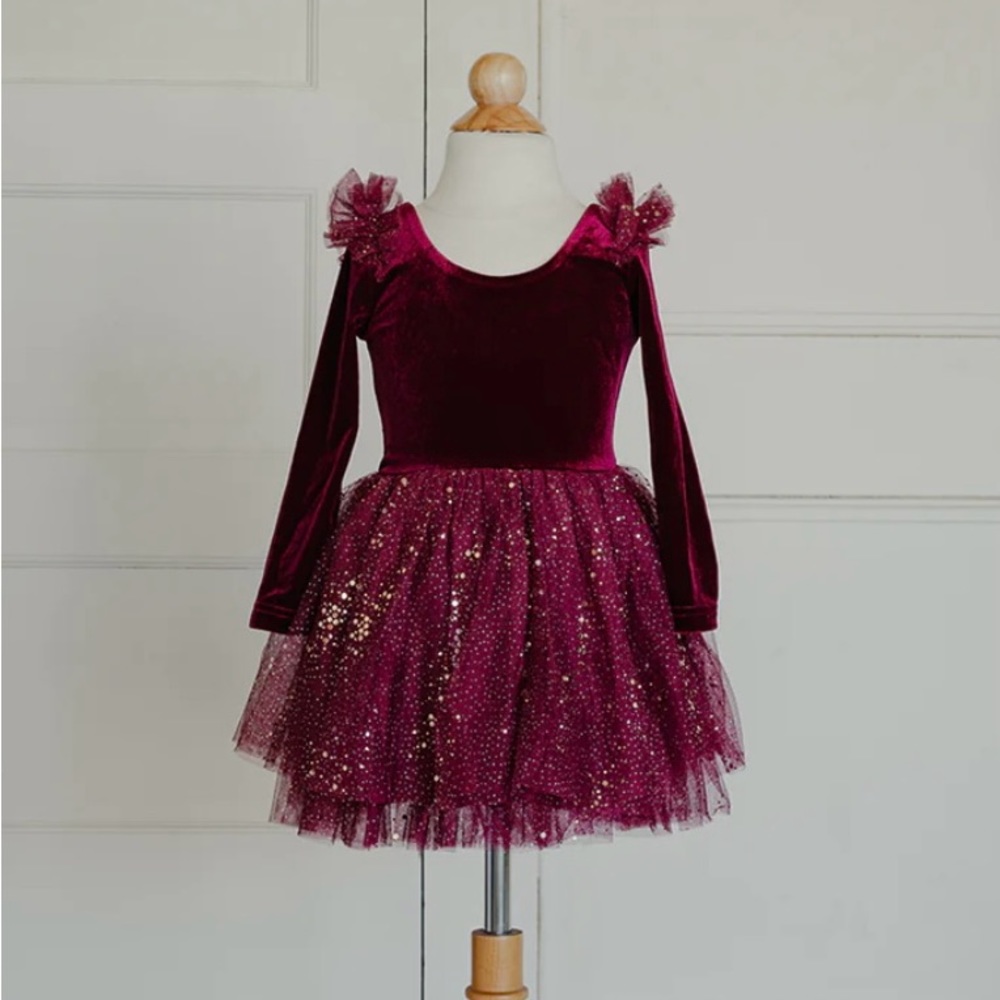 Like New Velour Ballerina Dress - Crimson Red velvet Kids size 6/7